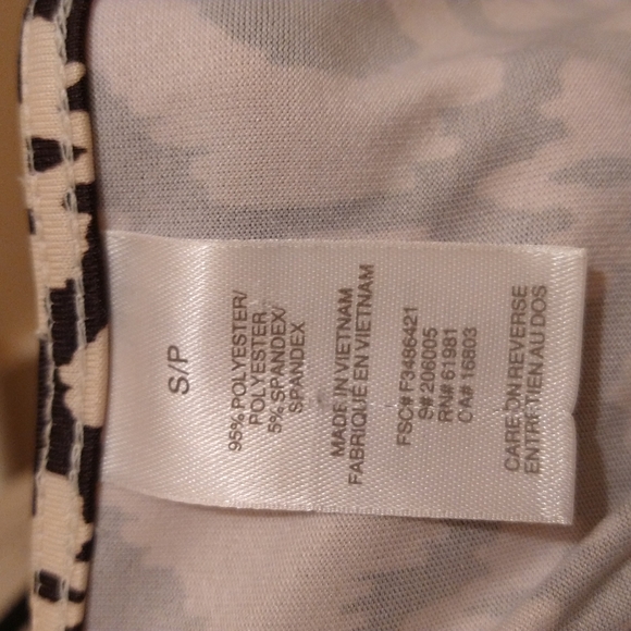 Silky black and orange print dress Sz S/P - Picture 4 of 5